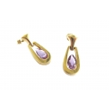 14Kt Yellow Gold Pear Shape Amethyst Door Knocker Earrings (4.30gr) 14Kt Yellow Gold Pear Shape Amethyst Door Knocker Earrings (4.30gr)